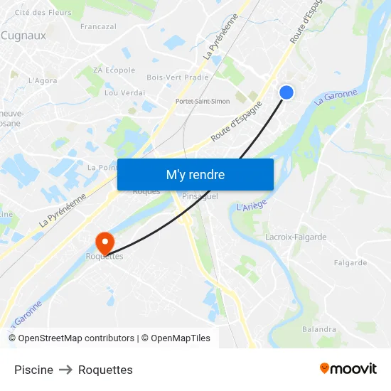 Piscine to Roquettes map