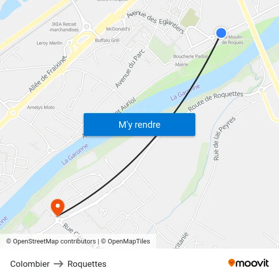 Colombier to Roquettes map