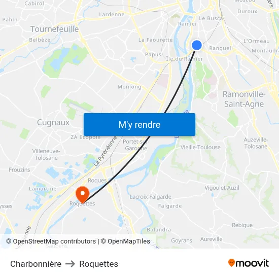 Charbonnière to Roquettes map