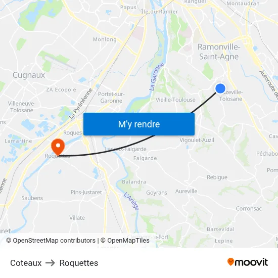 Coteaux to Roquettes map