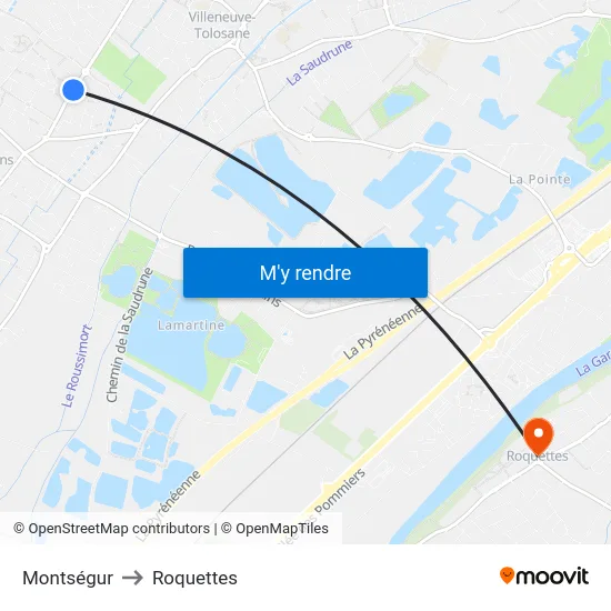 Montségur to Roquettes map