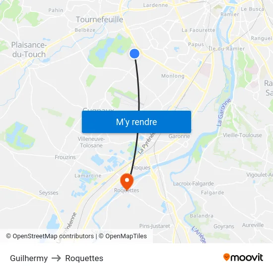 Guilhermy to Roquettes map