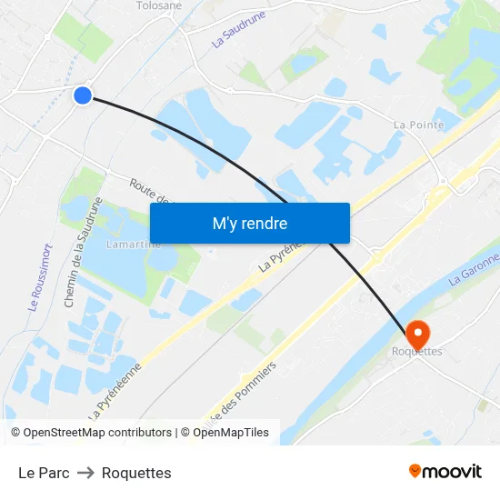 Le Parc to Roquettes map