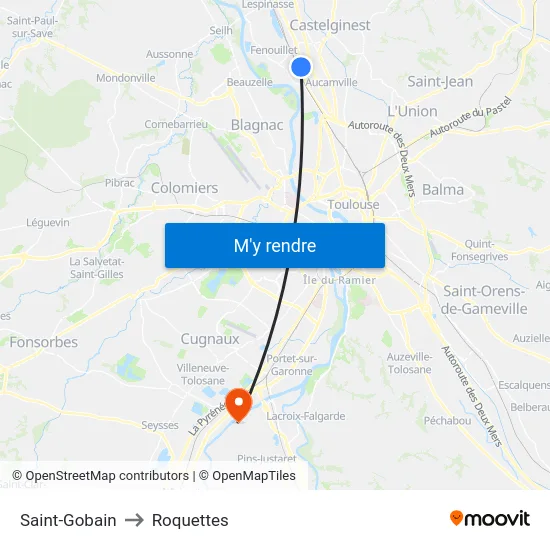 Saint-Gobain to Roquettes map