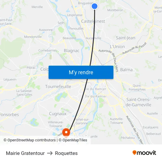 Mairie Gratentour to Roquettes map