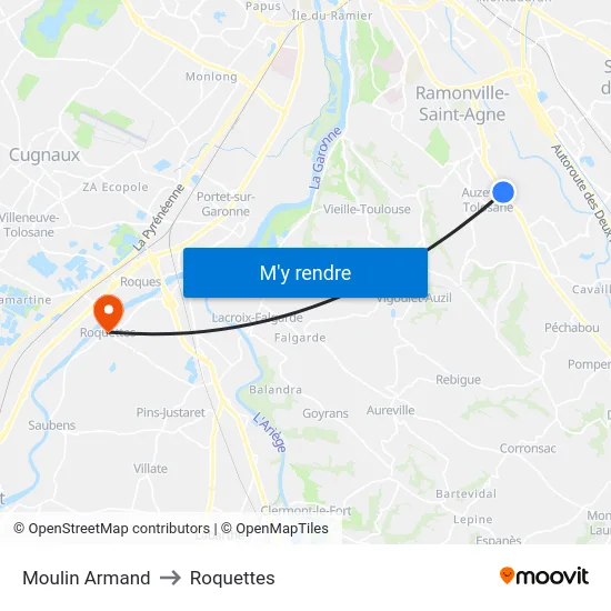 Moulin Armand to Roquettes map