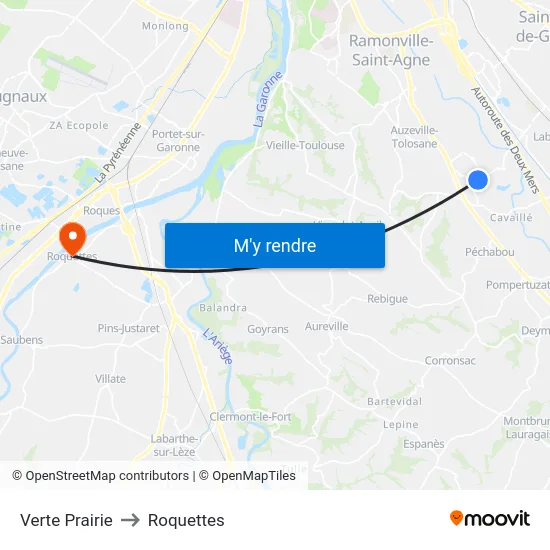 Verte Prairie to Roquettes map
