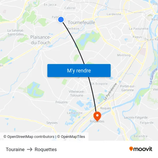 Touraine to Roquettes map