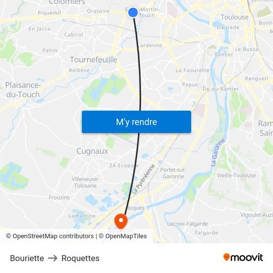 Bouriette to Roquettes map