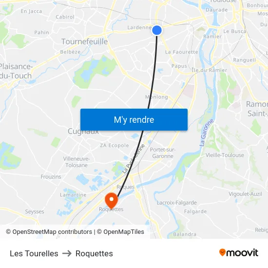 Les Tourelles to Roquettes map