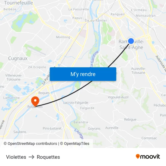 Violettes to Roquettes map