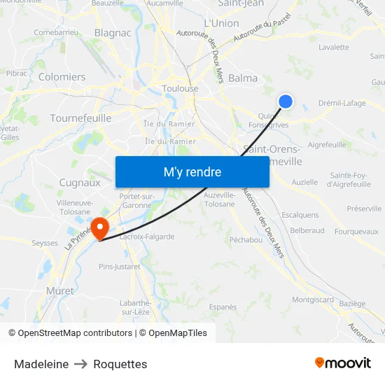 Madeleine to Roquettes map