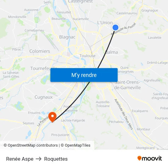 Renée Aspe to Roquettes map