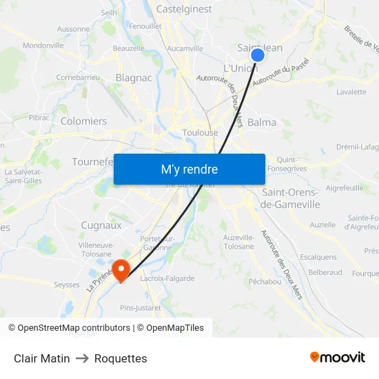 Clair Matin to Roquettes map