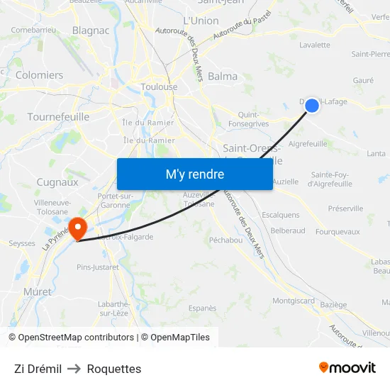 Zi Drémil to Roquettes map