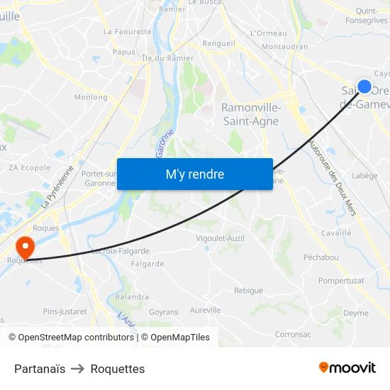 Partanaïs to Roquettes map