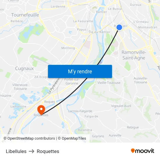 Libellules to Roquettes map