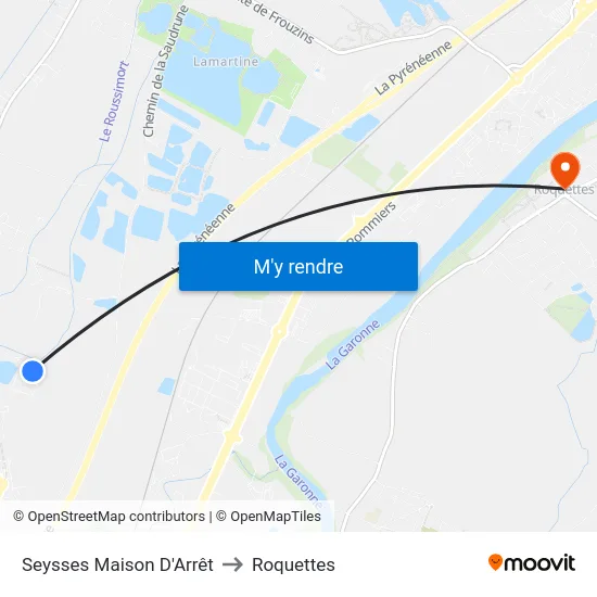 Seysses Maison D'Arrêt to Roquettes map