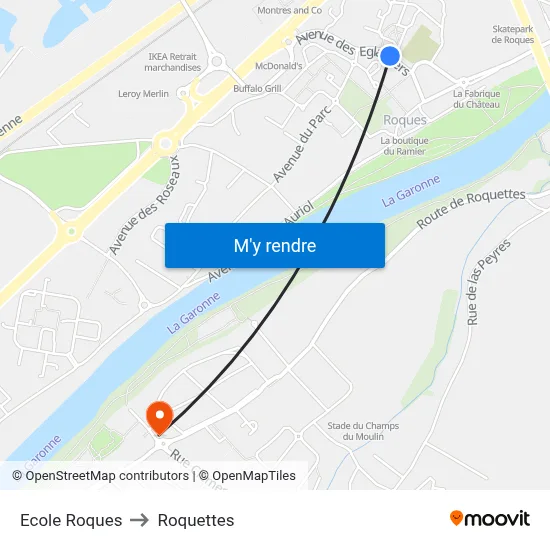 Ecole Roques to Roquettes map