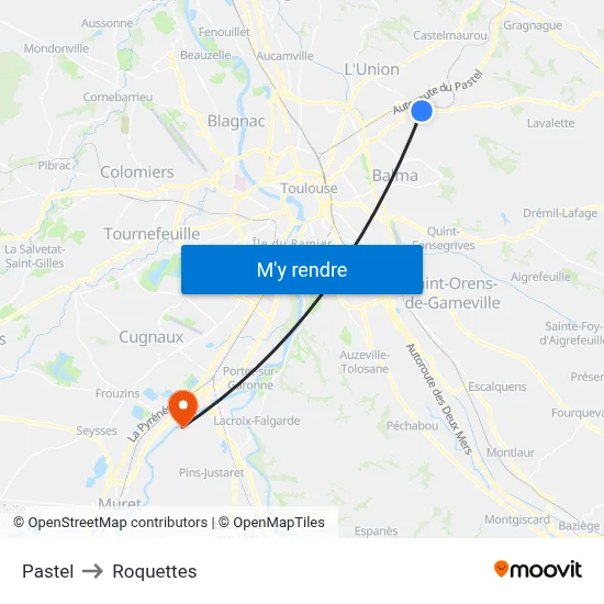 Pastel to Roquettes map