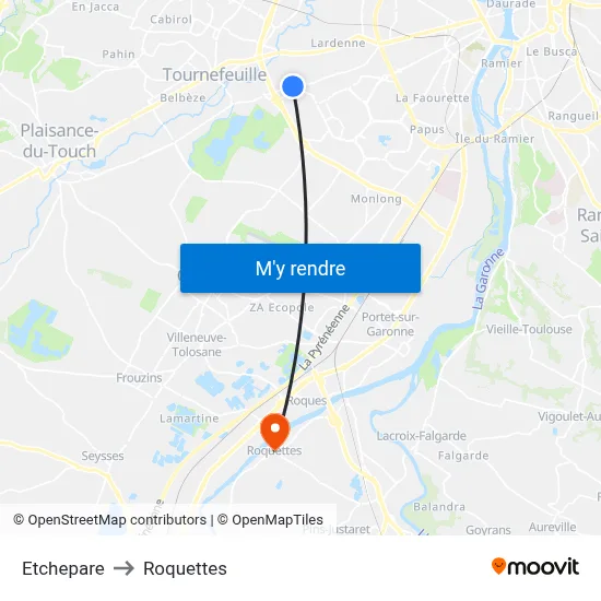 Etchepare to Roquettes map