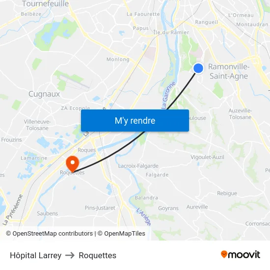 Hôpital Larrey to Roquettes map