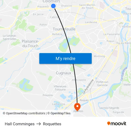 Hall Comminges to Roquettes map
