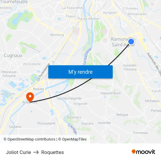 Joliot Curie to Roquettes map