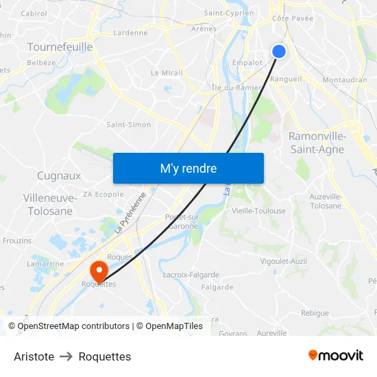 Aristote to Roquettes map