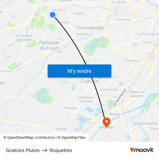 Giratoire Pluton to Roquettes map