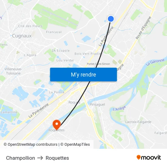 Champollion to Roquettes map