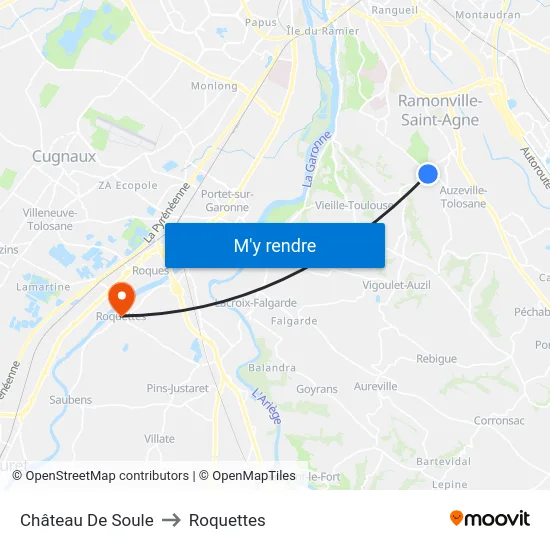 Château De Soule to Roquettes map