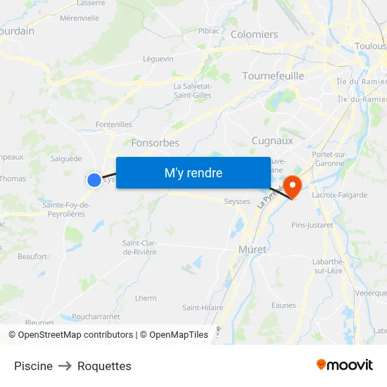 Piscine to Roquettes map