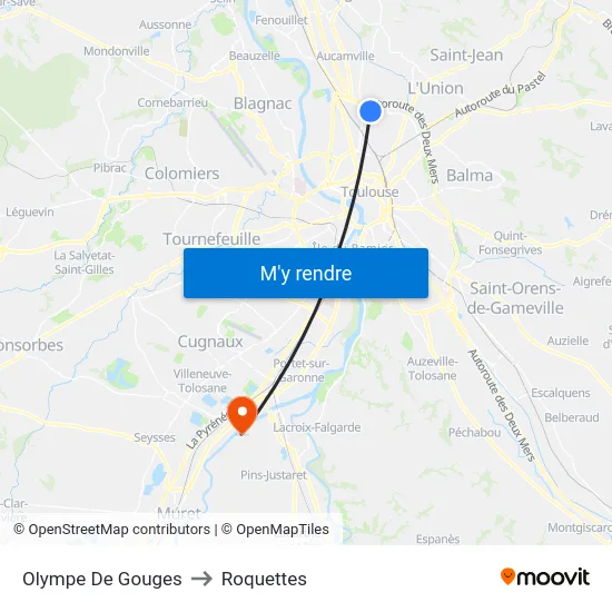 Olympe De Gouges to Roquettes map