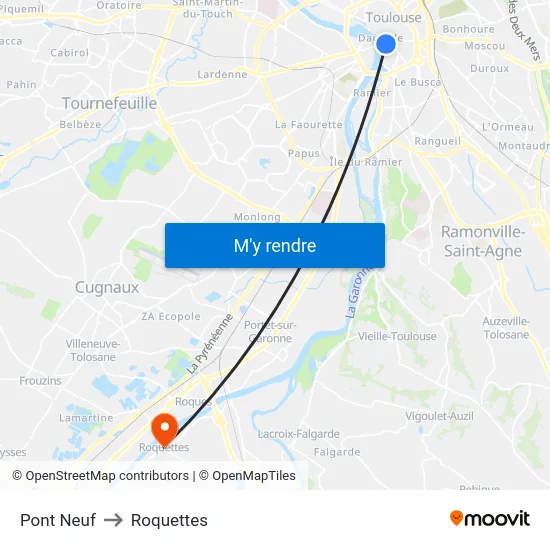 Pont Neuf to Roquettes map
