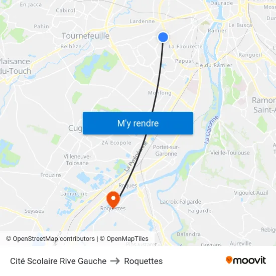 Cité Scolaire Rive Gauche to Roquettes map