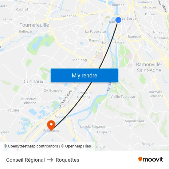 Conseil Régional to Roquettes map
