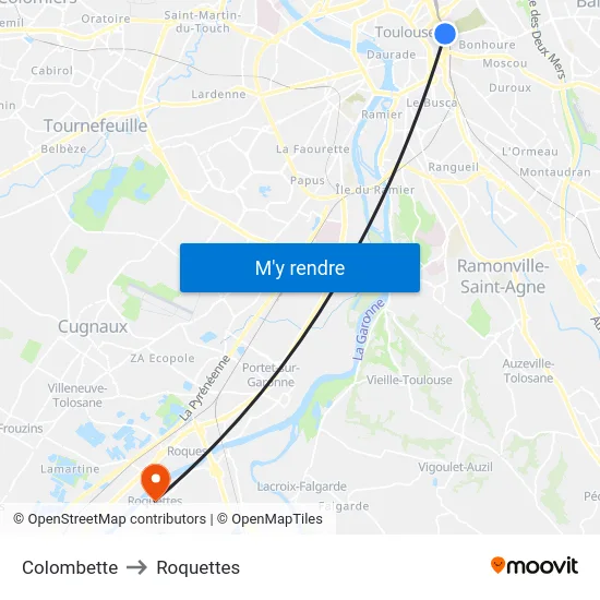 Colombette to Roquettes map