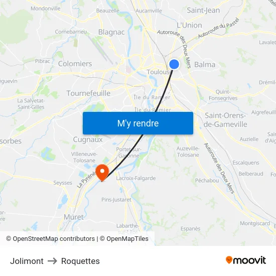 Jolimont to Roquettes map