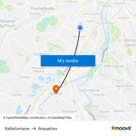Bellefontaine to Roquettes map