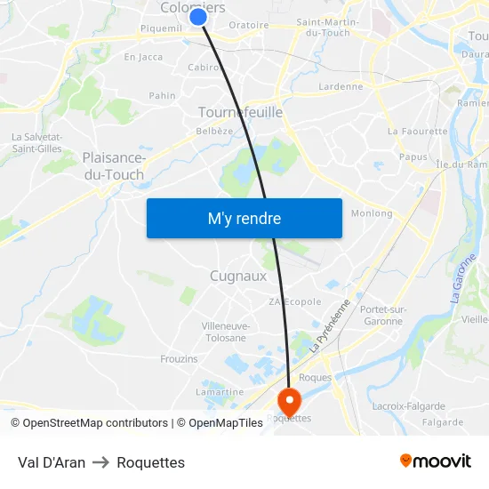 Val D'Aran to Roquettes map