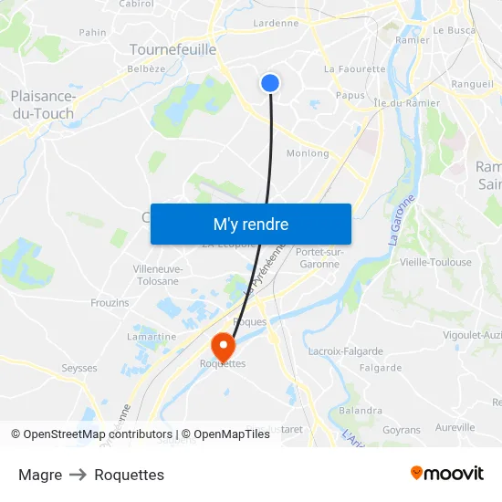 Magre to Roquettes map