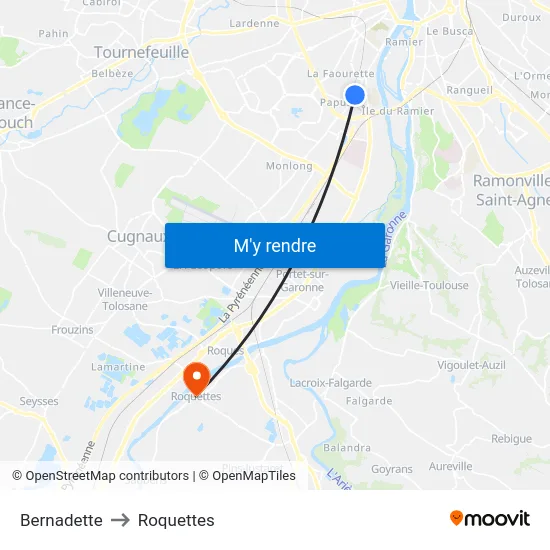 Bernadette to Roquettes map