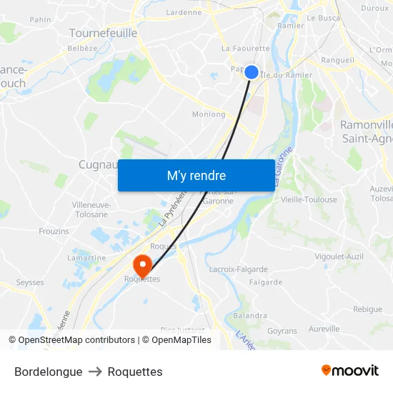 Bordelongue to Roquettes map