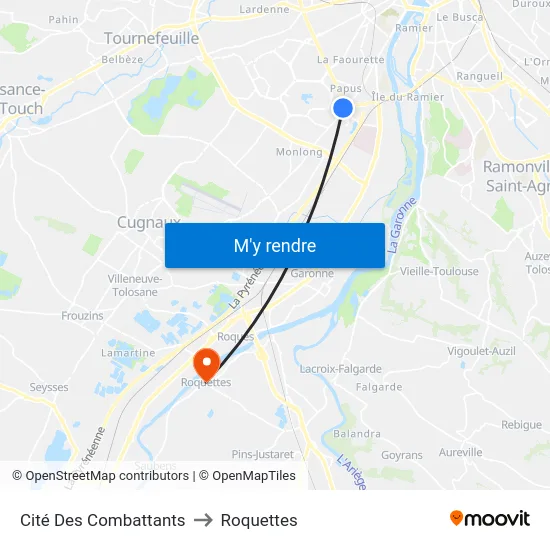 Cité Des Combattants to Roquettes map