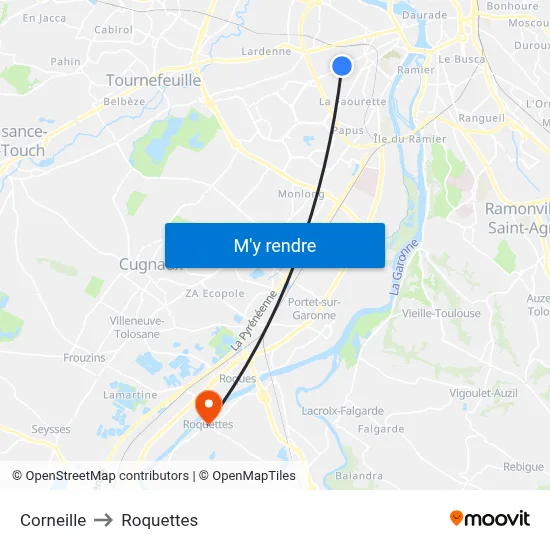 Corneille to Roquettes map