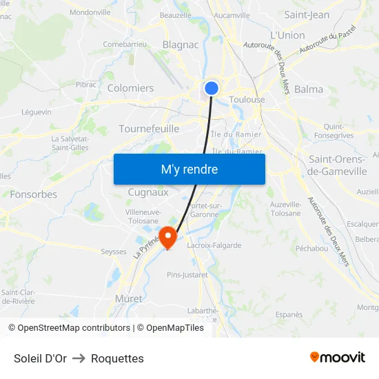 Soleil D'Or to Roquettes map
