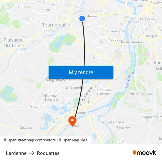 Lardenne to Roquettes map