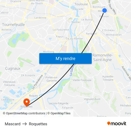 Mascard to Roquettes map