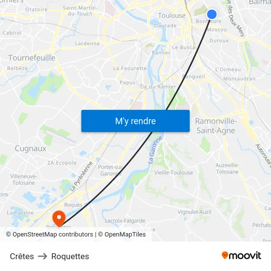 Crêtes to Roquettes map